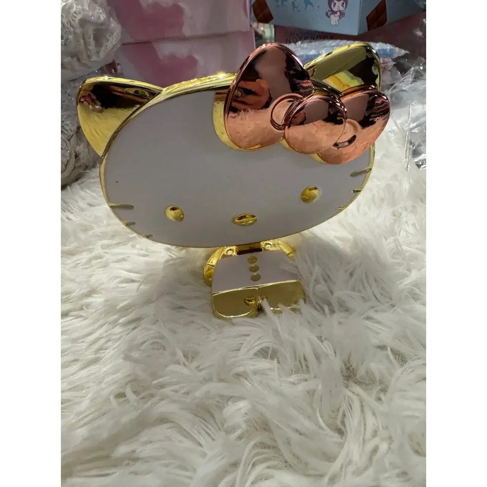 Hello Kitty folding standing handheld gold mirror with rose gold bow